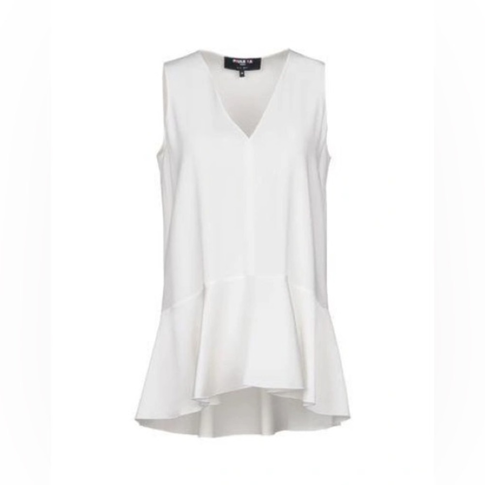 PAULE KA White V-Neck Sleeveless Blouse